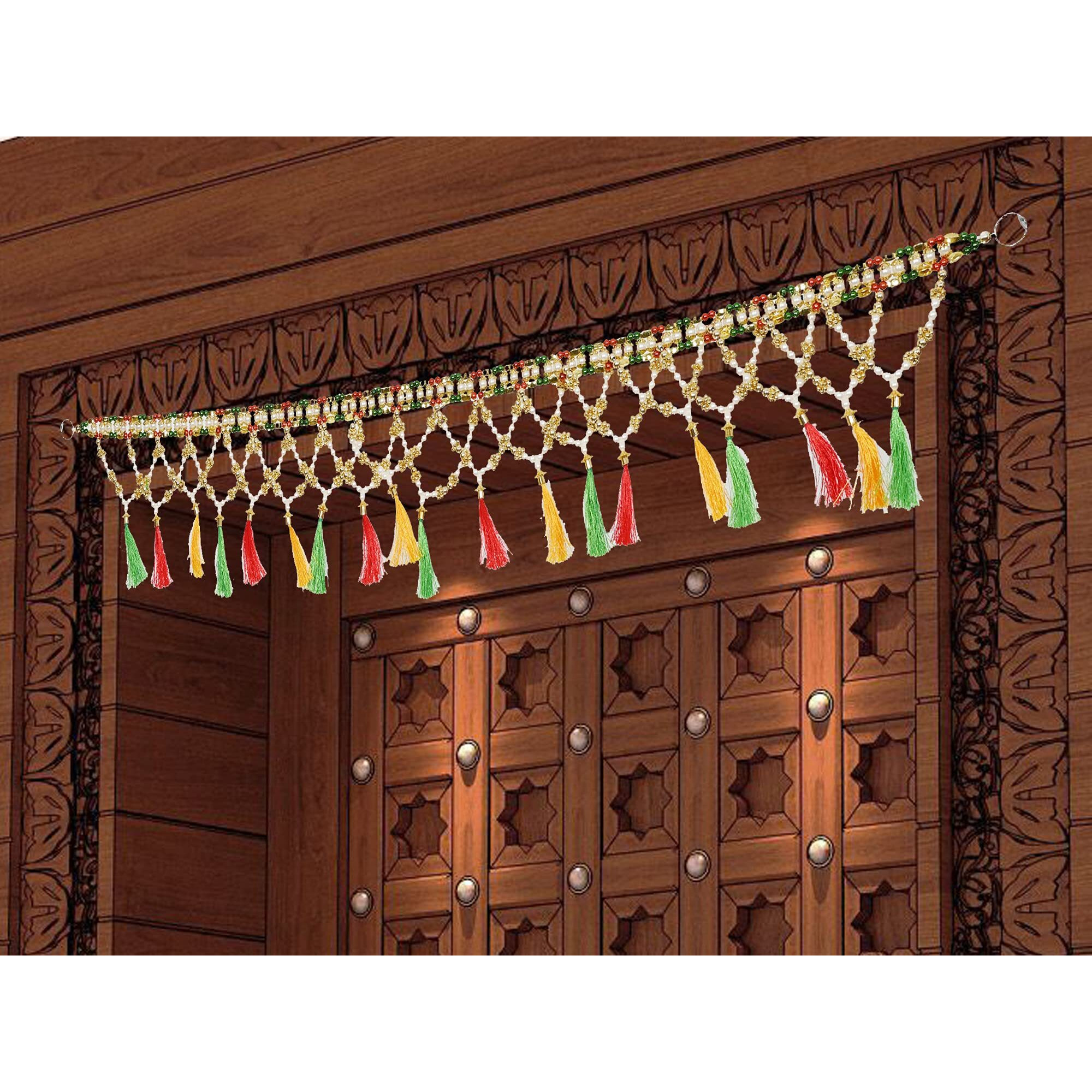 Multicolor Toran Bandarwal For Main Door Entrance Pooja Room Diwali Decoration Wall Hanging Handmade Traditional Fancy