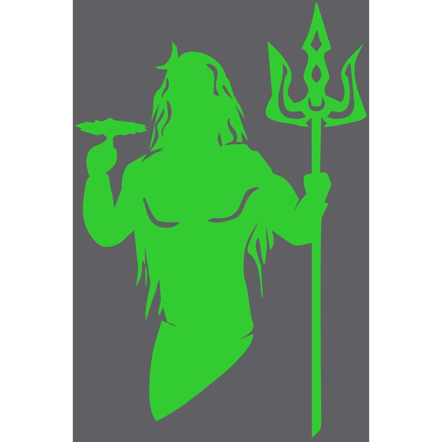 Dreamkraft Lord Shiva Wall Sticker Radium Sticker For Bedroom Livingroom Office Home Decorative Sticker Gift (Green, 23X33 Cm)