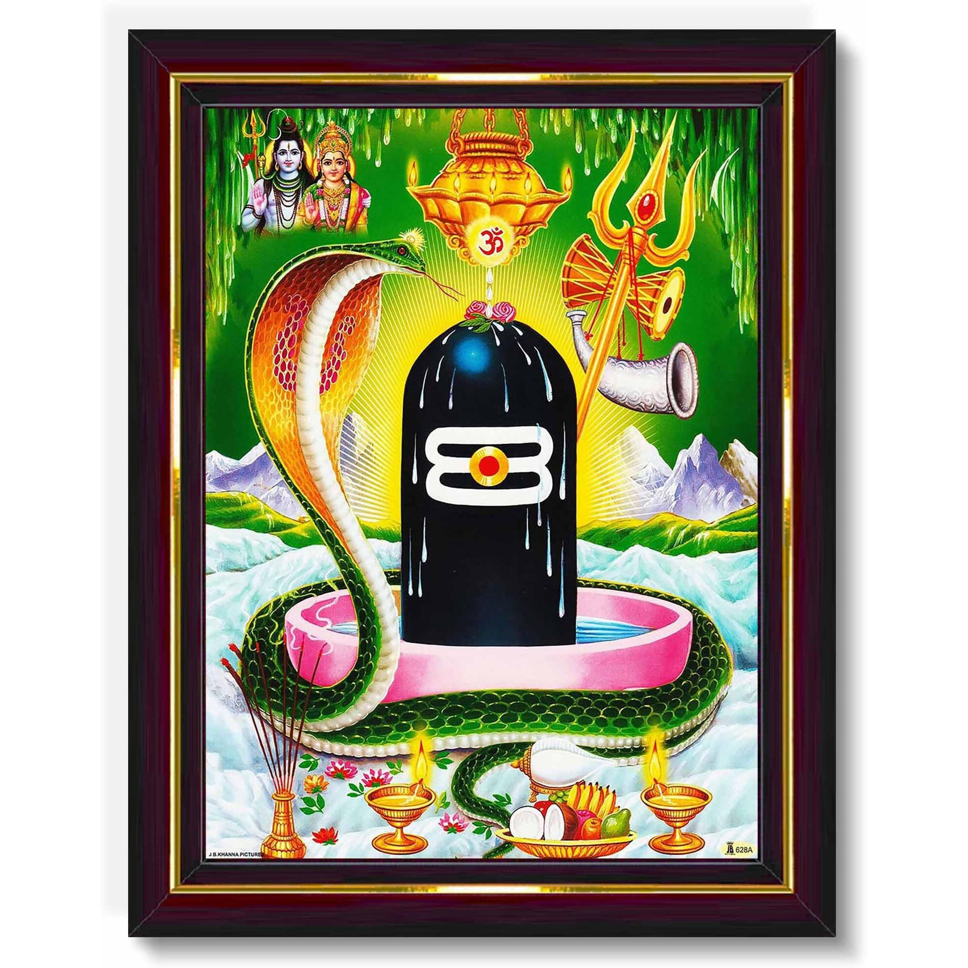 Pavan Photo Laminations Shiv Ling Shivling Sivaling Shiva Siva Linga Wall Painting Framed Home Decor (Wood,Matte,Brown,Big Size,10 X 12 Inch) B95M