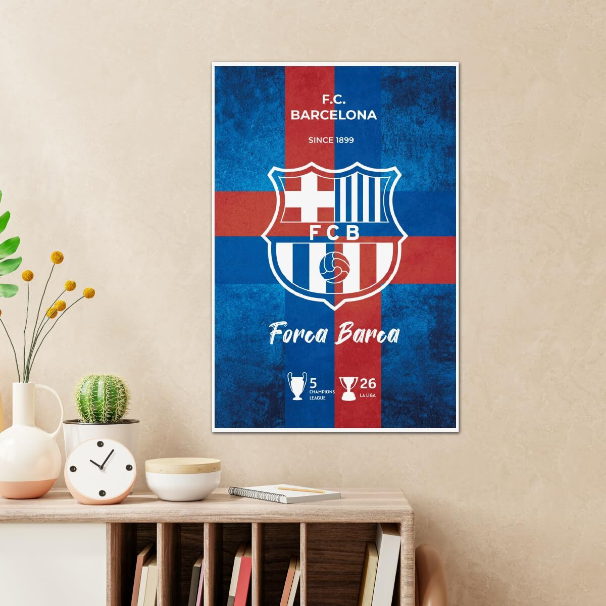 Tenorarts Fc Barcelona Poster White Club Logo Wall Poster With Thick 300 Gsm Matt Finish Paper (18Inches X 12Inches)
