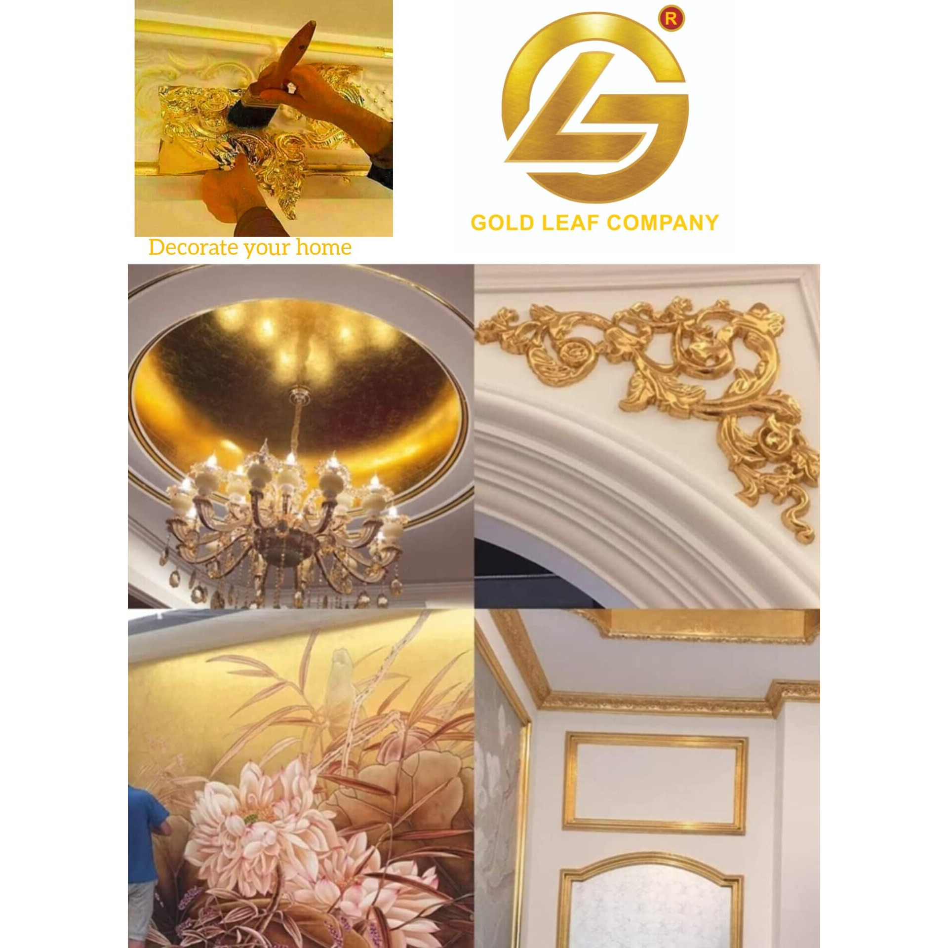 Gold Leaf Company Gold Leafing Studio Gold,100 Sheets, 8 By 8.Cm Gilding Foil -Size 3.14 * 3.35 Inhches (Gold)