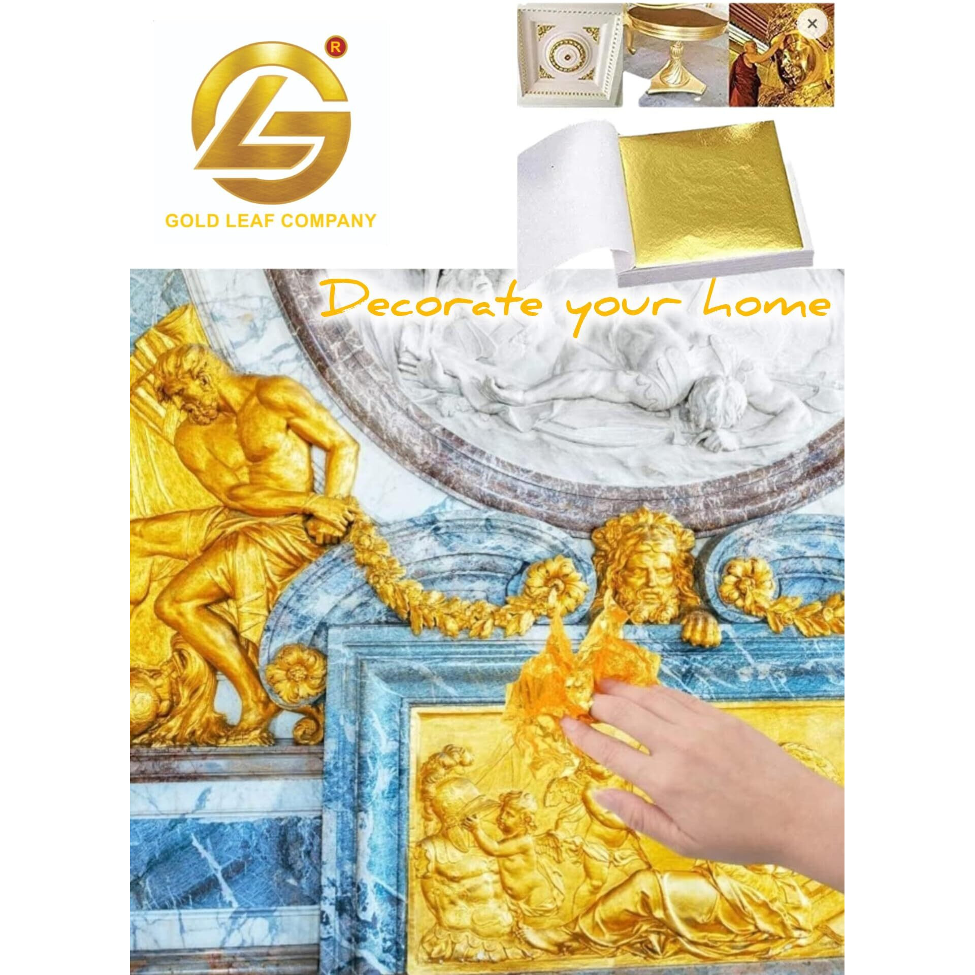 Gold Leaf Company Gold Leafing Studio Gold,100 Sheets, 8 By 8.Cm Gilding Foil -Size 3.14 * 3.35 Inhches (Gold)