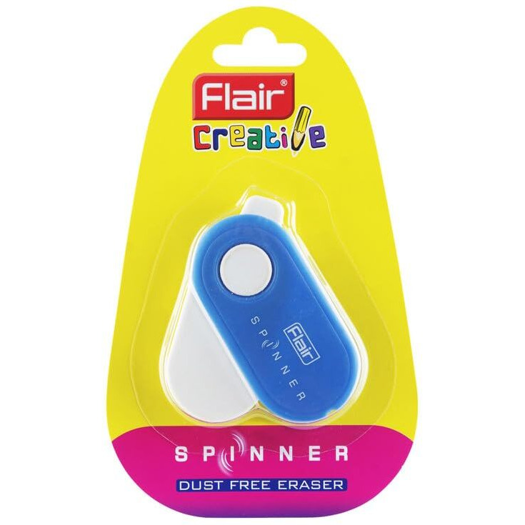 Flair Creative Series Non Toxic Spinner Eraser Blister Set | Neat & Dust Free Erasing | 360 Degree Rotatable With Lock Mechanism | Playful Body Colors | Pack Of 4 Erasers