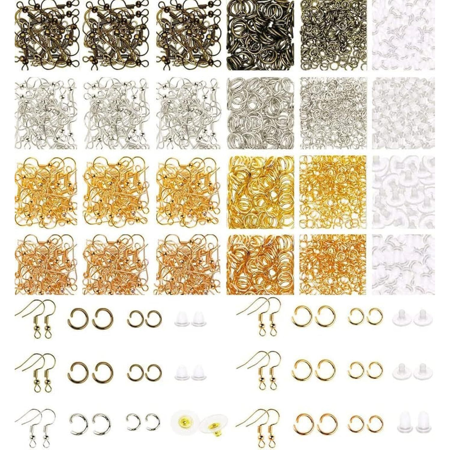 Diy Crafts 100 Grm, Antique Gold, Earring Hooks For Jewelry Making, As Choice X Earring Making Supplies Kit Earring Hooks Open Jump Rings Earring Backs For Je (100 Grm, Antique Gold)