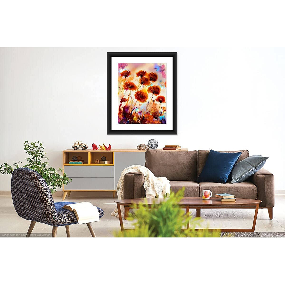 Shsworks Digital Reprint Flowers Framed Wall Art Canvas Painting, Signed By Artist, Copyright Protected Artwork (Multicolour, 15X17 Inch)