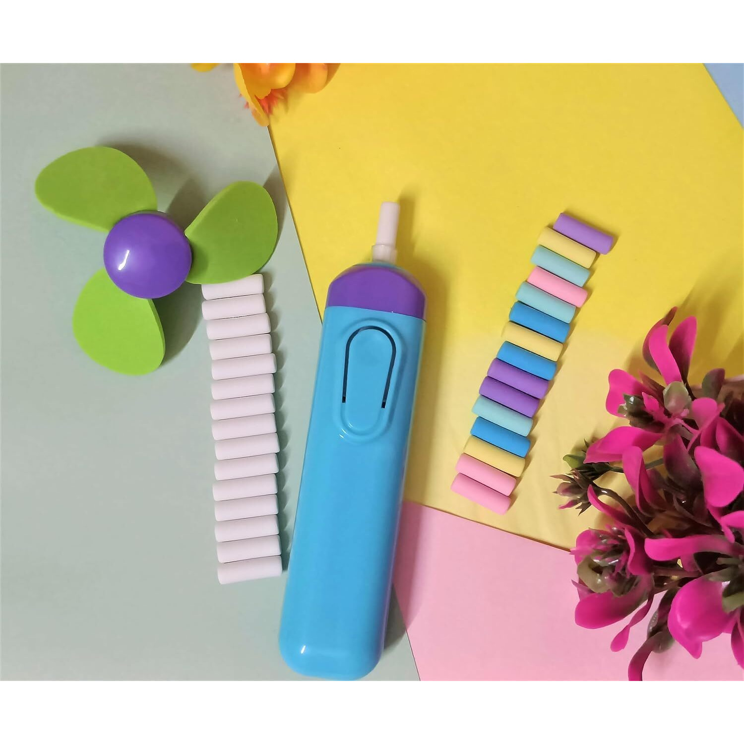 Crafty Cuddle Electric Eraser For Kids | Electric Eraser Refill | Small Kids Electric Eraser | Electric Eraser Sharpener Stationery For Drawing | Art And Craft Erasers | Multicolor - 1Pc