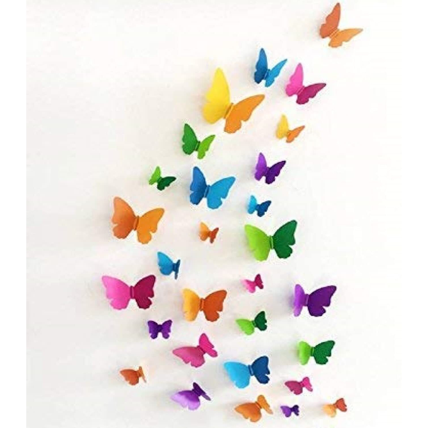 Jaamso Royals Pvc Vinyl Multicolor 3D Butterflies Decorative Self Adhesive Peel And Stick Home Decor Wall Sticker 1 Combo Of 19 Piece (21 Cm X 29.7 Cm)