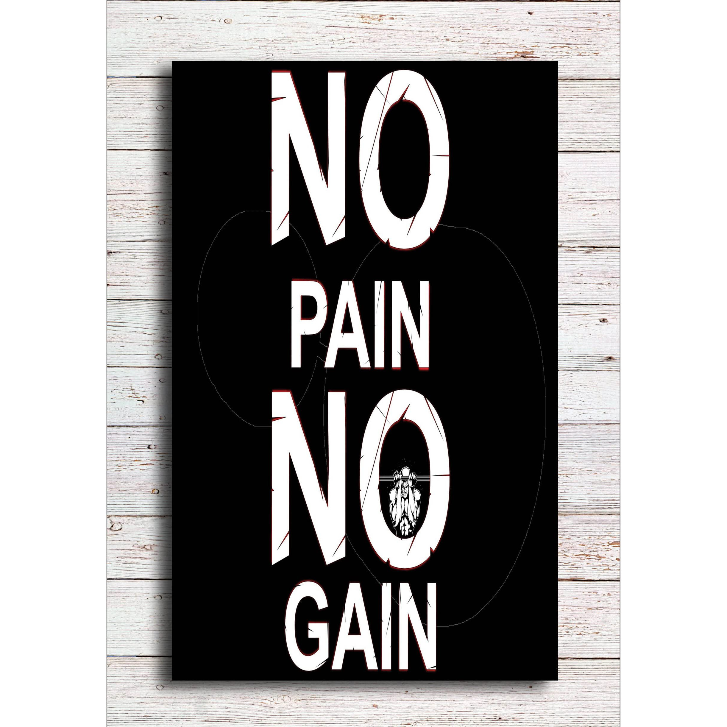 Pixelartz Wall Poster - No Pain No Gain Gym Workout