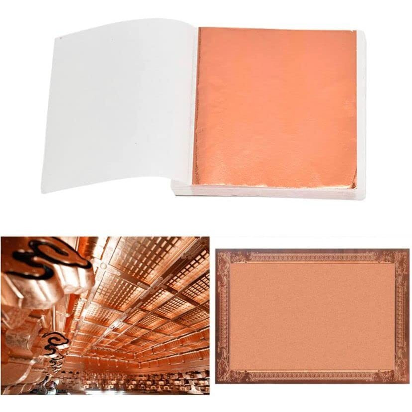 100 Piece Rose Gold Leaf Sheets.Metallic Foil Sheets, Copper Leaf Foils Are Suitable For Art,Painting,Crafts,Gilding,Furniture,Decoration,Frames.3.153.35 Inche