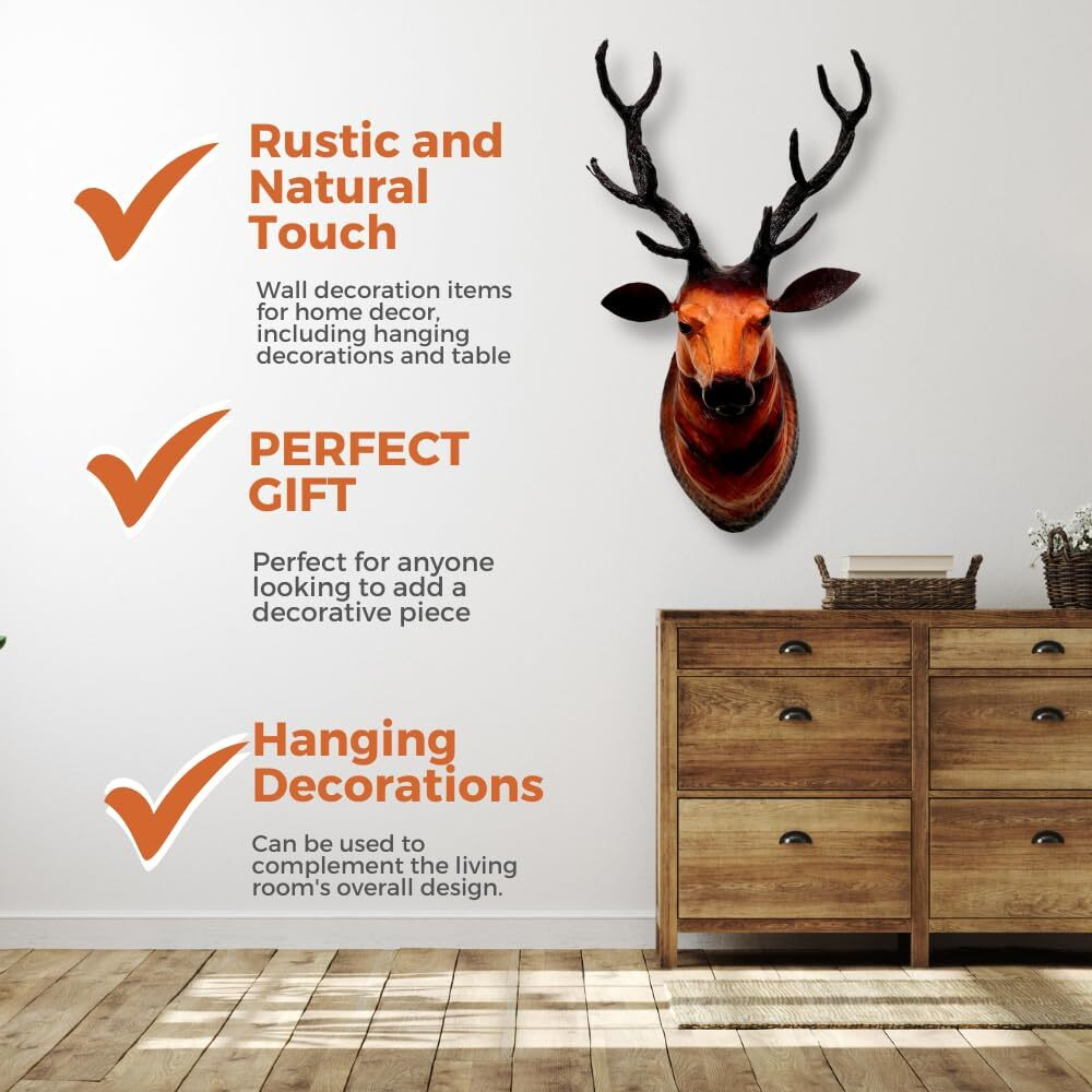 Nb Crafted Decoration Items For Living Room Deer Head Wall Hanging Showpiece For Home, Hotel, Restaurants, Cafe Interior Decor Showpiece (Pack Of 1)