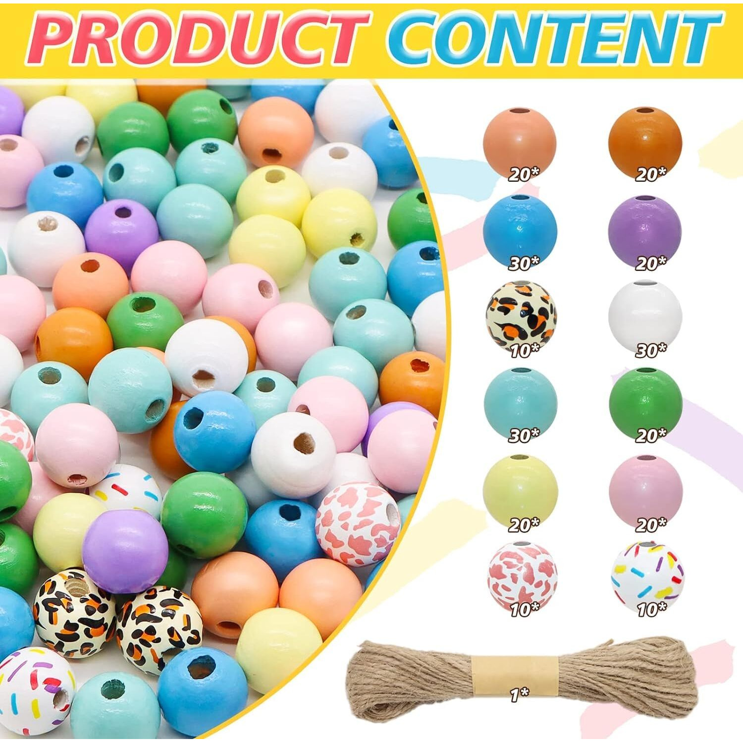 Diy Crafts 130, Wooden Beads, Colors Round Wood Beads, Assorted Colorful Wooden Beads For Craft Decoration Bracelets Pen (130)