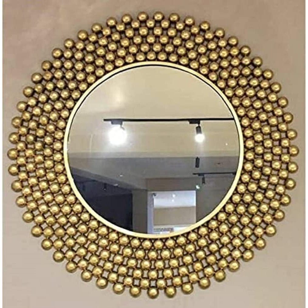 Decore Basket Mirror Wall Decor For Home Decoration | Decorative Item For Living Room, Dining Room, Bedroom (Color Gold)