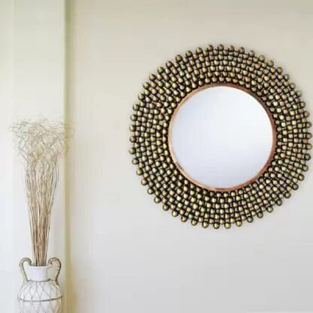 Decore Basket Mirror Wall Decor For Home Decoration | Decorative Item For Living Room, Dining Room, Bedroom (Color Gold)