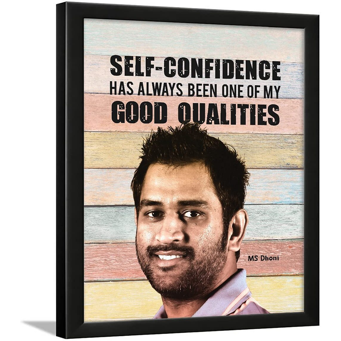 Chaka Chaundh - Dhoni Frame For Wall - Ms Dhoni Poster With Frame - Dhoni Framed Poster - Dhoni Quotes Framed - (13.6 X 10.6 Inches)