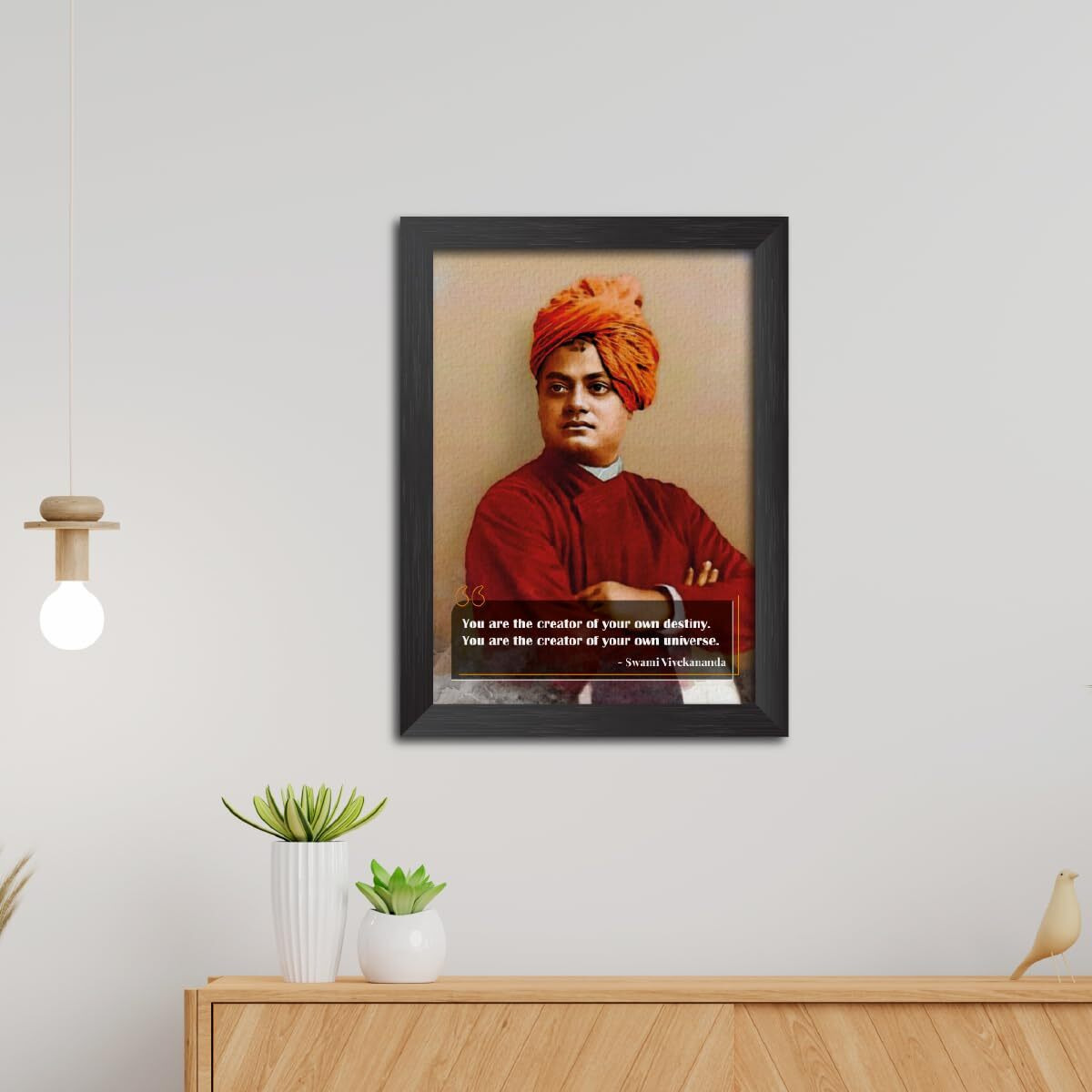 Tenorarts Swami Vivekananda Drawing Motivational Quotes Laminated Photo Frame Painting With Dark Color Matt Finish Textures (12 Inches X 9 Inches)