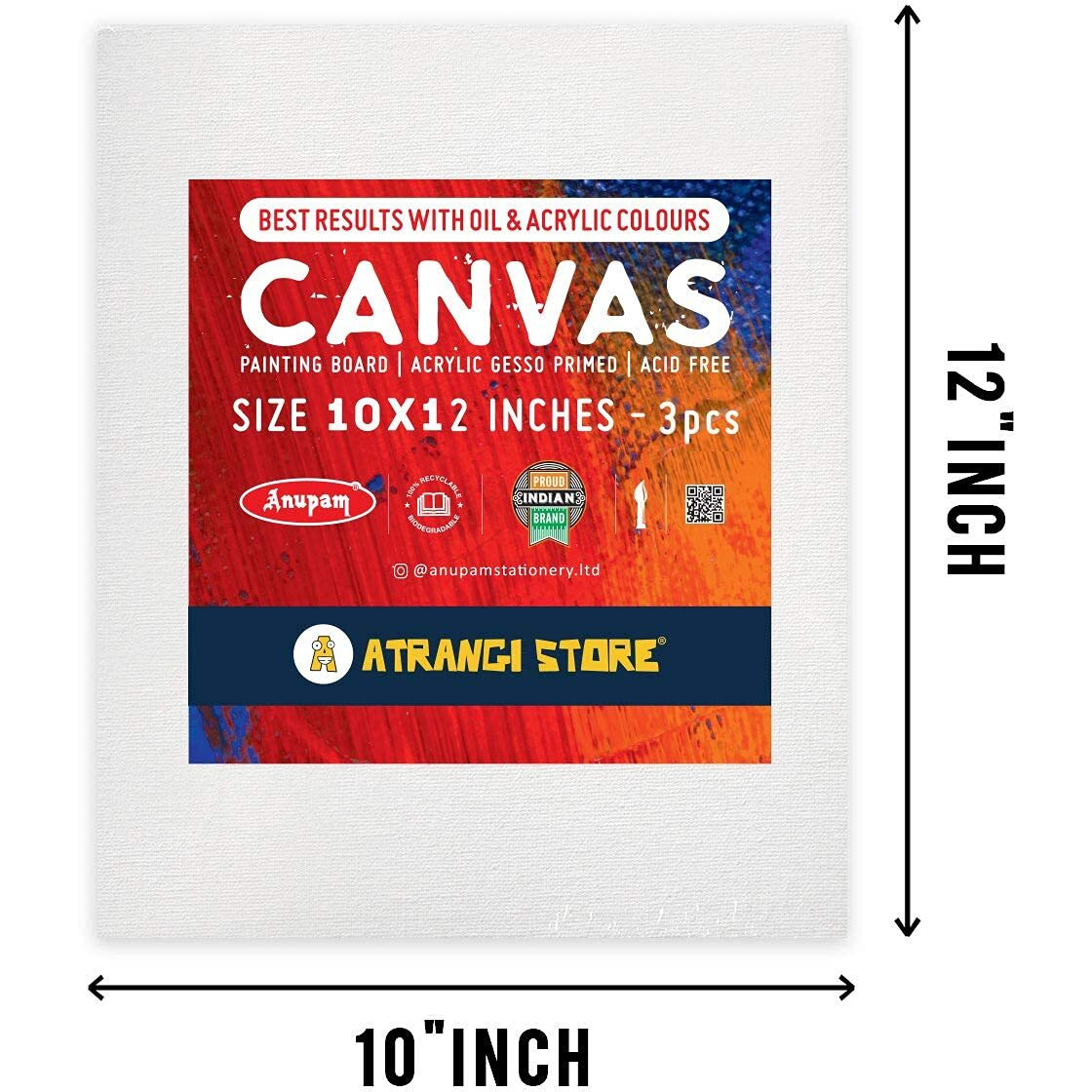 Atrangi Store Cotton Canvas Boards For Painting (8X10, 9X12, 10X12 Combo Pack Of 9,White)