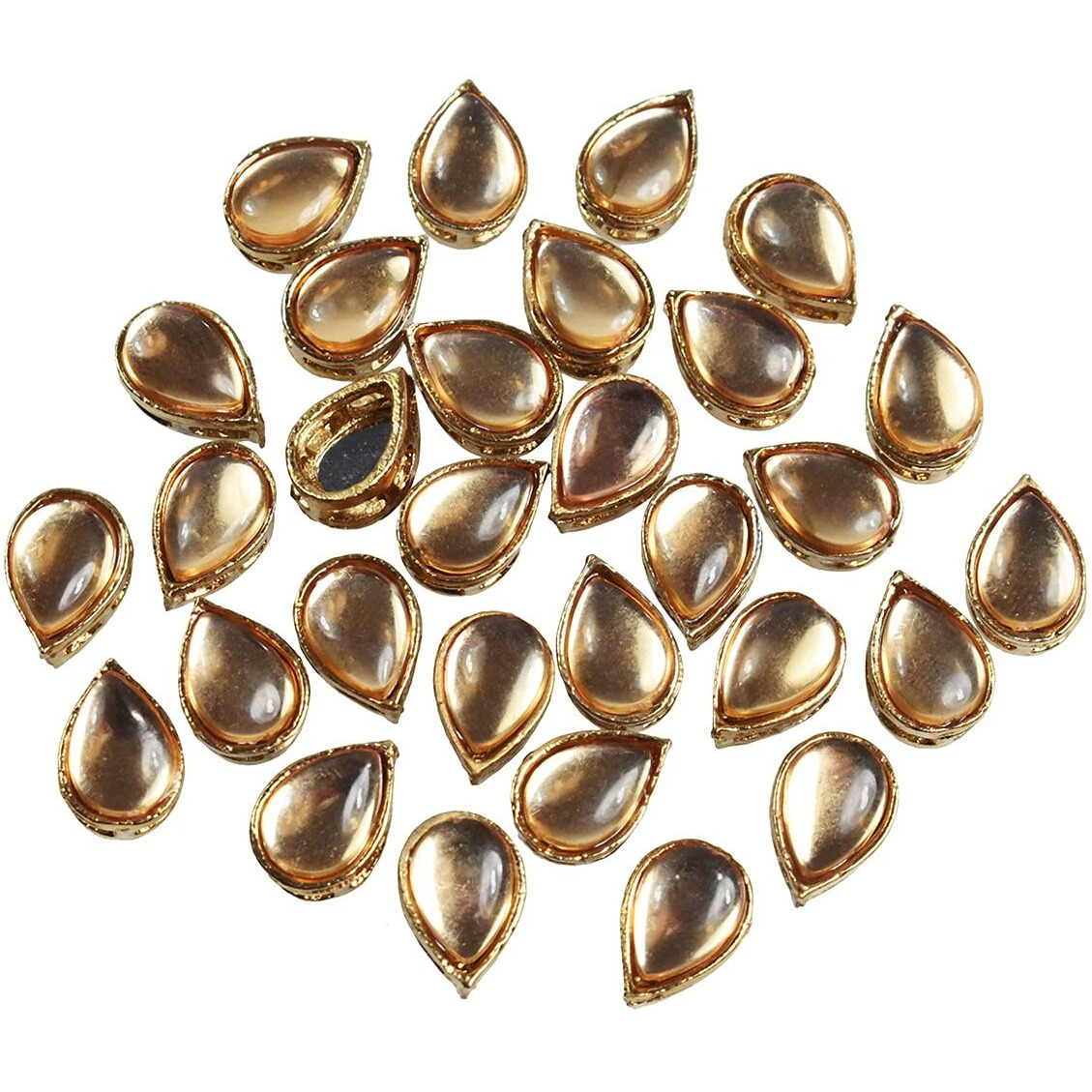 Embroiderymaterial Flat Back Gold Rhinestones In Raised Setting In Tear Drop Shape For Jewelry Making & Embellishment- 9 * 13Mm-50 Pieces