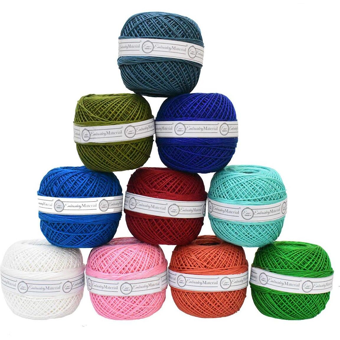 Embroiderymaterial Crochet Cotton Yarn Combo Pack -Size 20 Gram (0.5 Mm Thickness) Thread-10 Rolls, Multicolour
