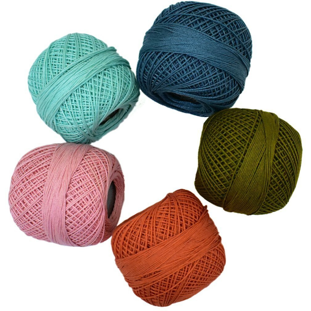 Embroiderymaterial Crochet Cotton Yarn Combo Pack -Size 20 Gram (0.5 Mm Thickness) Thread-10 Rolls, Multicolour