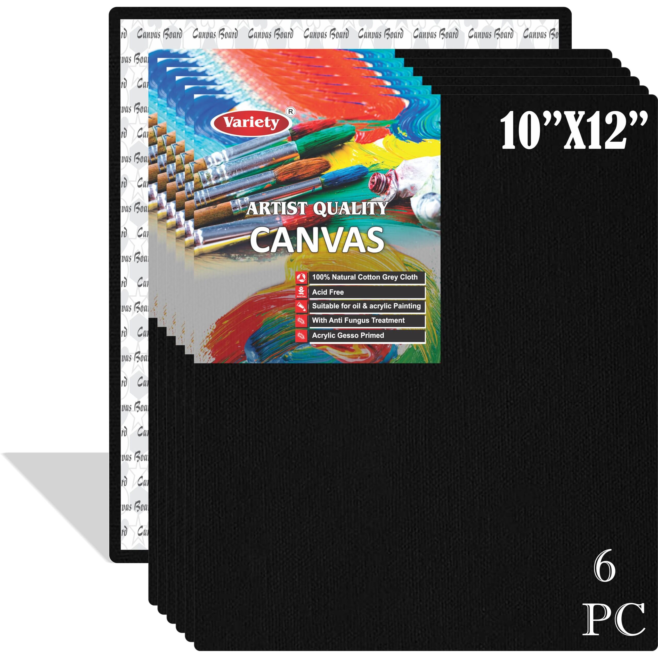 Variety Canvas 10 X 12 Inch Cotton Canvas Board For Painting, Pack Of 6 Piece - White