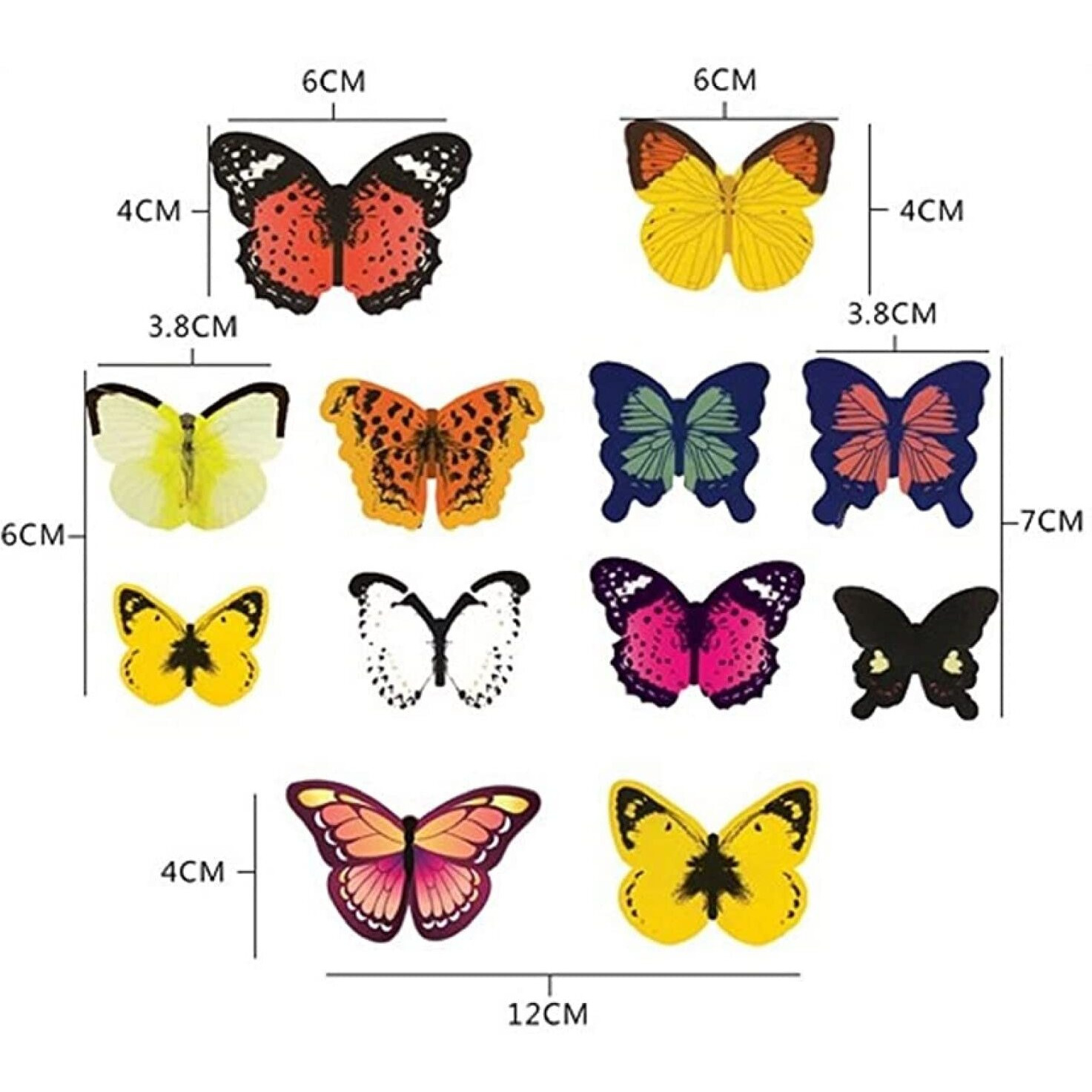 Jaamso Royals Multi Colour 3D Butterfly Self Adhesive Art Decal Home Decor Removable Wall Sticker (22 Cm X 30 Cm)