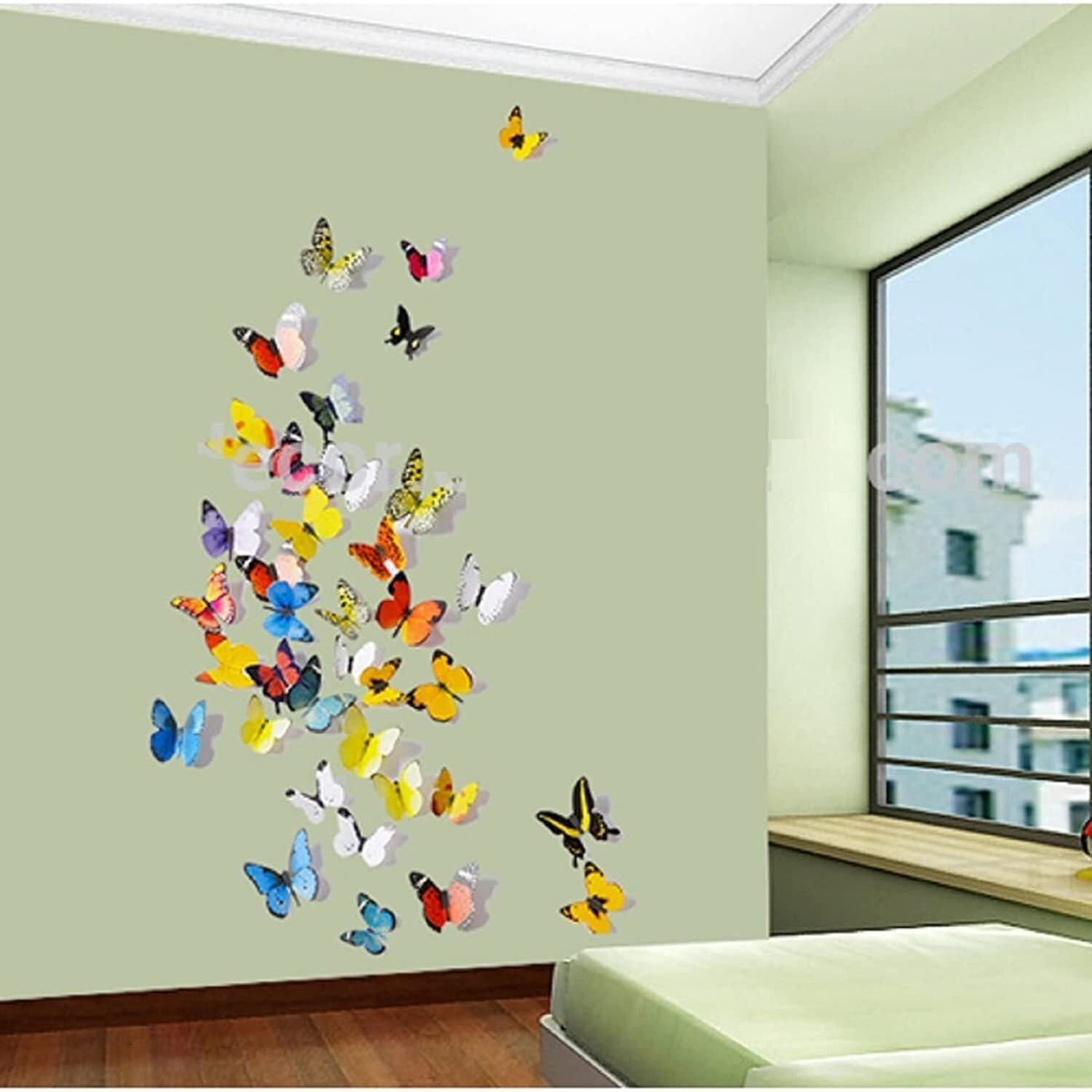 Jaamso Royals Multi Colour 3D Butterfly Self Adhesive Art Decal Home Decor Removable Wall Sticker (22 Cm X 30 Cm)