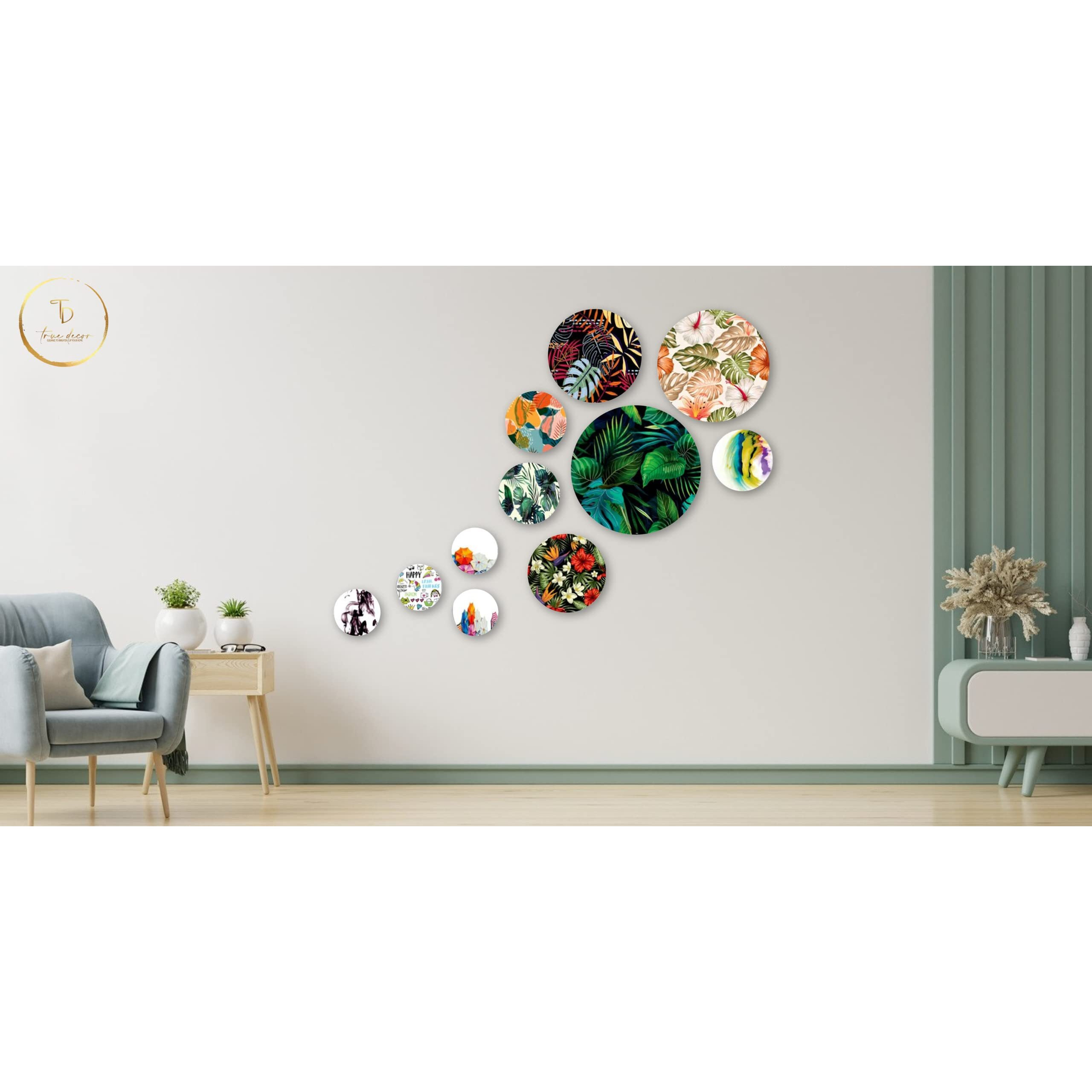 True Decor Mdf Wooden Wall Hanging Room Decoration Items For Home/Office/Bedroom/Gift || Designer Wall Decor For Living Room || Set Of 11 Wall Hangings For Home Decoration