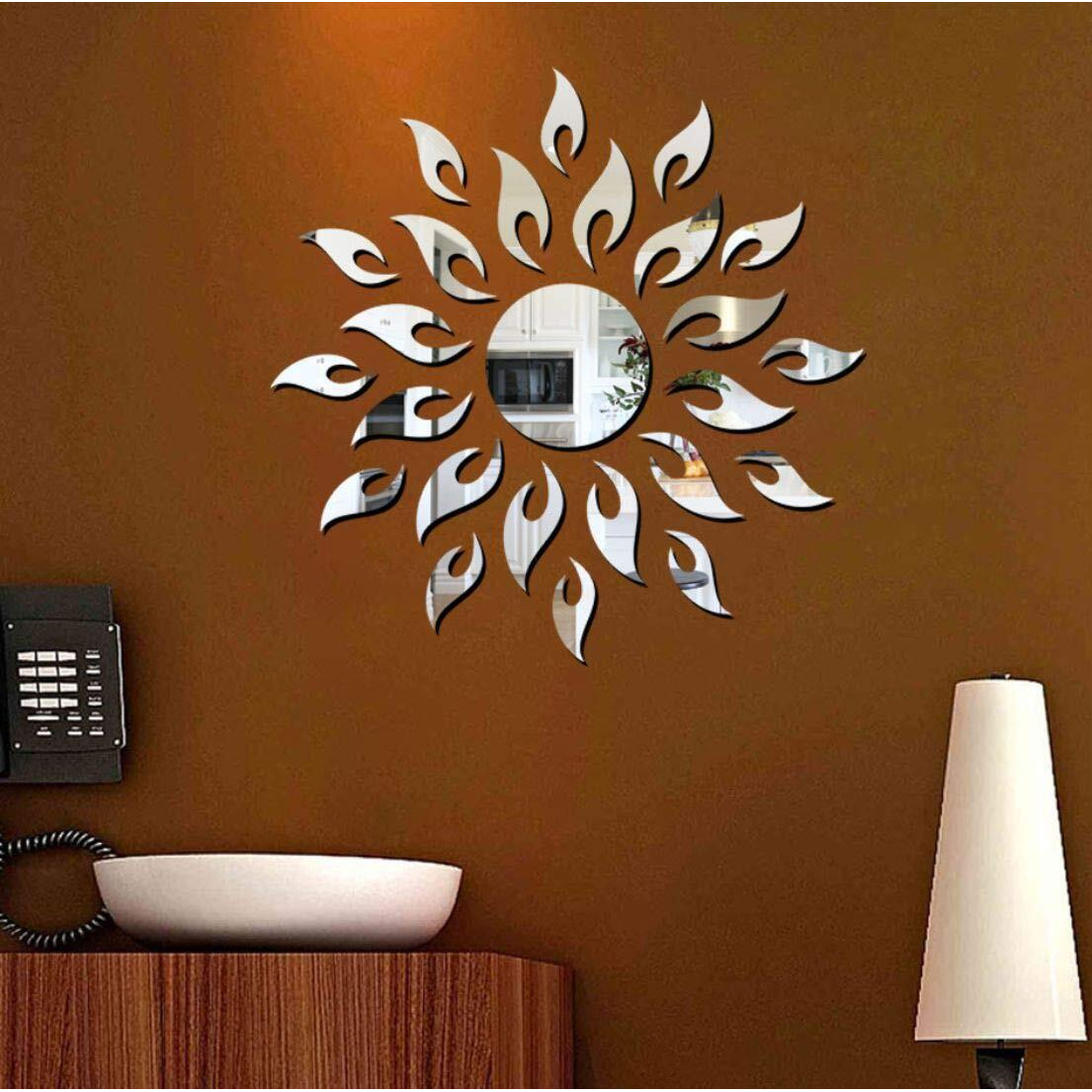 Ghar Kraft Sunshine Acrylic Wall Sticker|Wall Sticker Decor|3D Wall Stickers For Home Decoration|Wall Sticker 3D For Hall| (Silver)