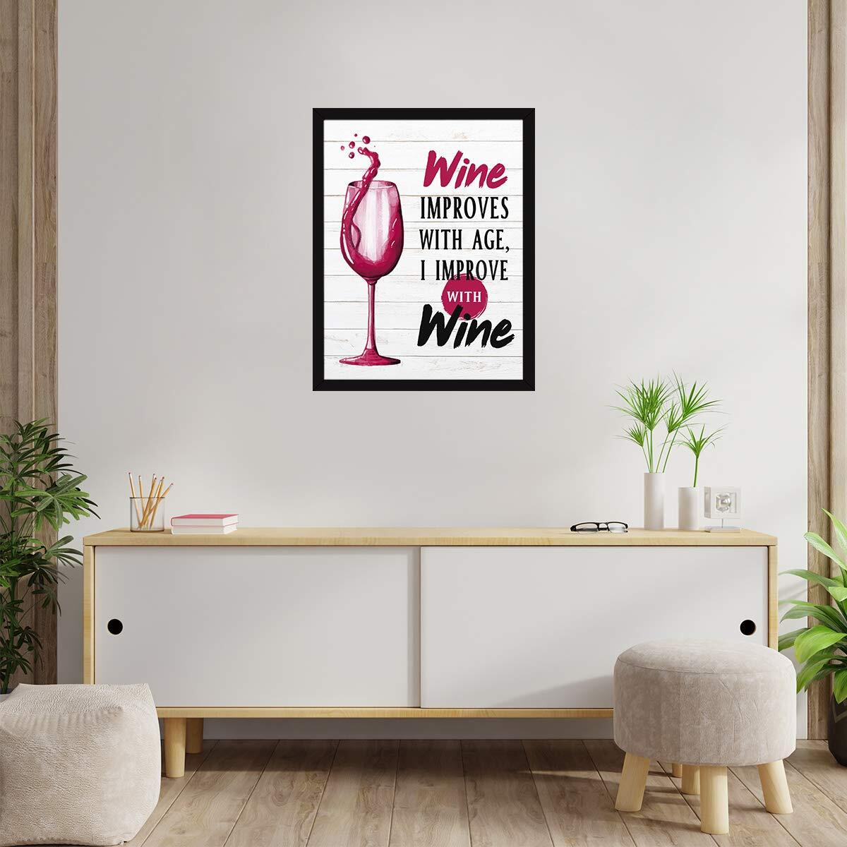 Chaka Chaundh  Bar Quotes Frame - Wine Quotes Frame - Bar Poster For Wall With Frame, Quotes On Wine - Bar Photo Frames (14 X 11 Inches)  Composite Wood (White)