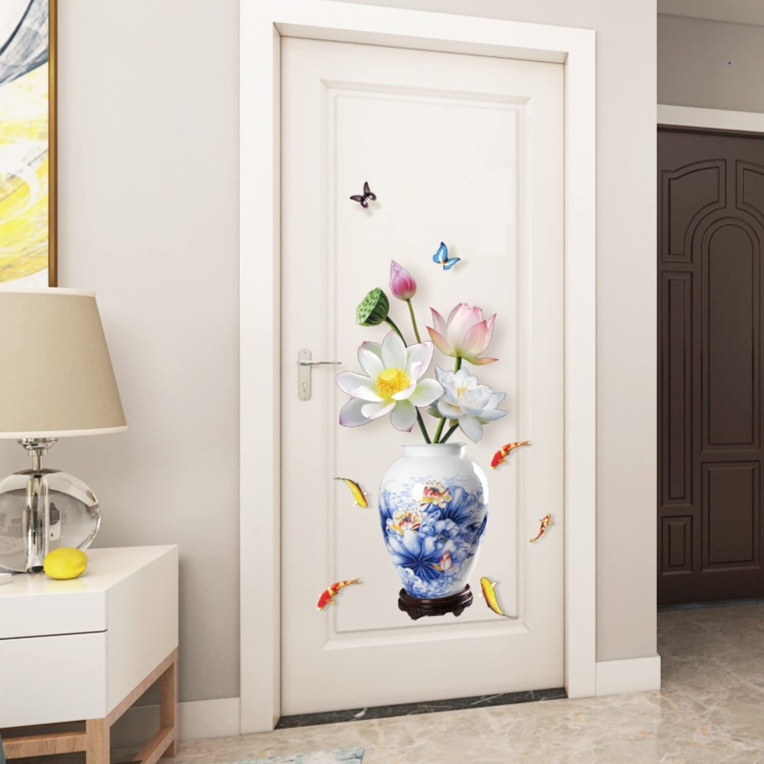 Indian Royals Blue Flower Pot Wall Sticker For Living Room - Floral, Nature, Garden Decor For Home Walls (60 Cm X 90 Cm)