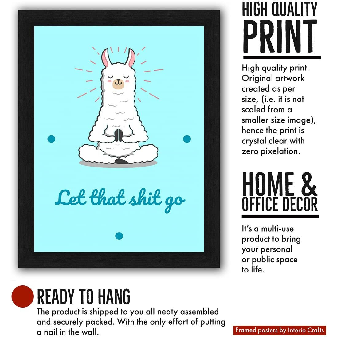 Interio Crafts Humorous Positive Quotes Wall Frames - Motivational Wall Frames - Funny Poster For Home And Office Wall Decoration - Synthetic Wood - 13 X 10 Inches