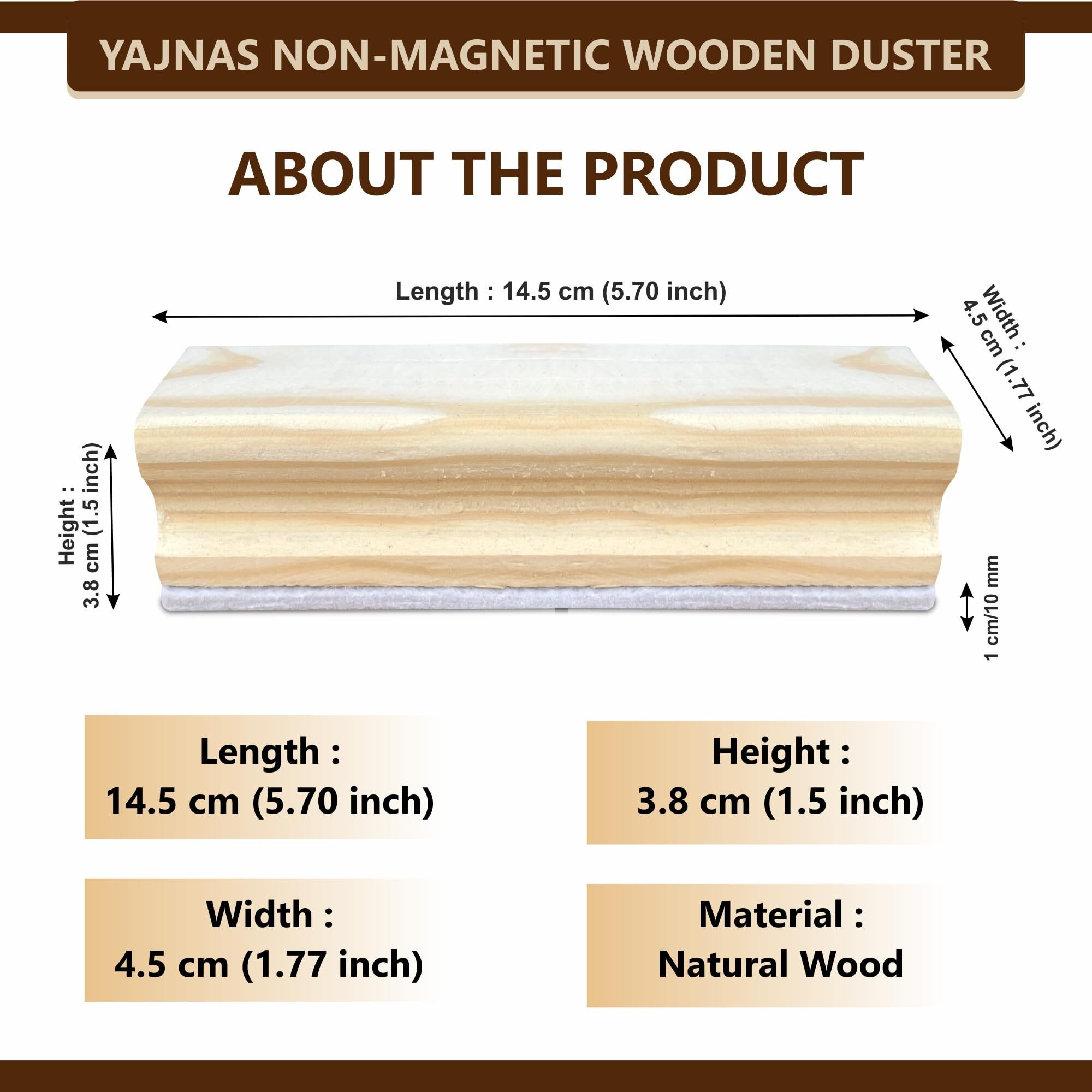 Yajnas Wooden Duster For Whiteboard & Chalkboard Use - Combo Of 10 Dusters, Premium Non Magnetic Wooden Duster