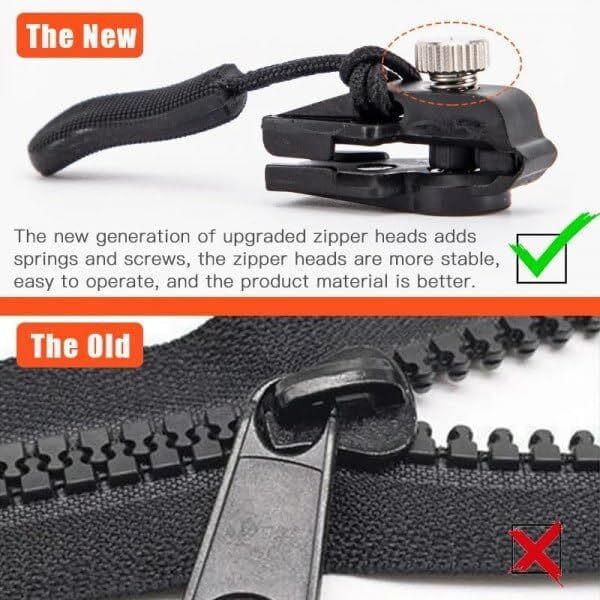 Baktas Zipper Repair Kit  Includes Nylon Pull Tabs, Non-Slip Cord, Replacement Metal Zipper Pull For Sliding Teeth, Universal Screw-Fix Removable Zippers For Jackets, Jeans, Bags & More_ (Pack Of 6)