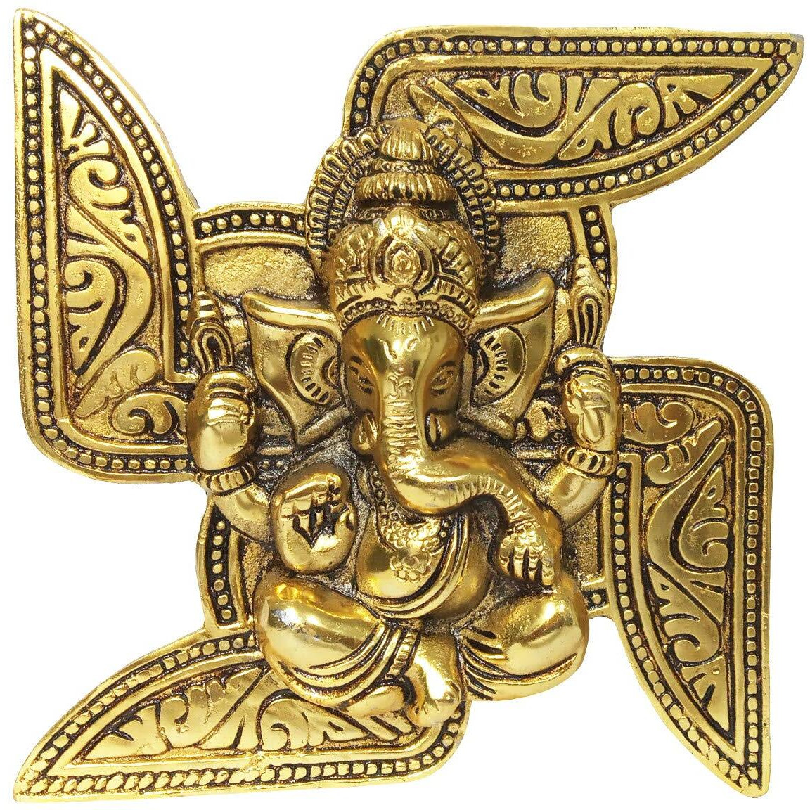 Purpledip Metal Wall Hanging Sathiya With Ganesha (12184A)