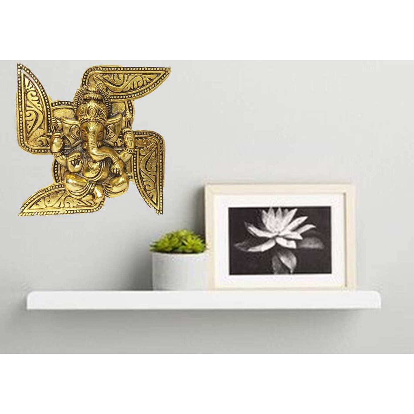Purpledip Metal Wall Hanging Sathiya With Ganesha (12184A)