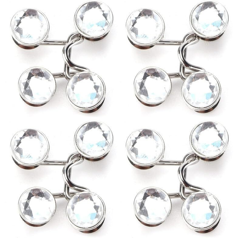 Godfly Adjustable Jeans Button Pins, Waist Buckle For Loose Jeans Pants, No Sewing Required Instant Button For Pants, Pearl Detachable Instant Jeans Button Pins(1 Pair)(White Design)