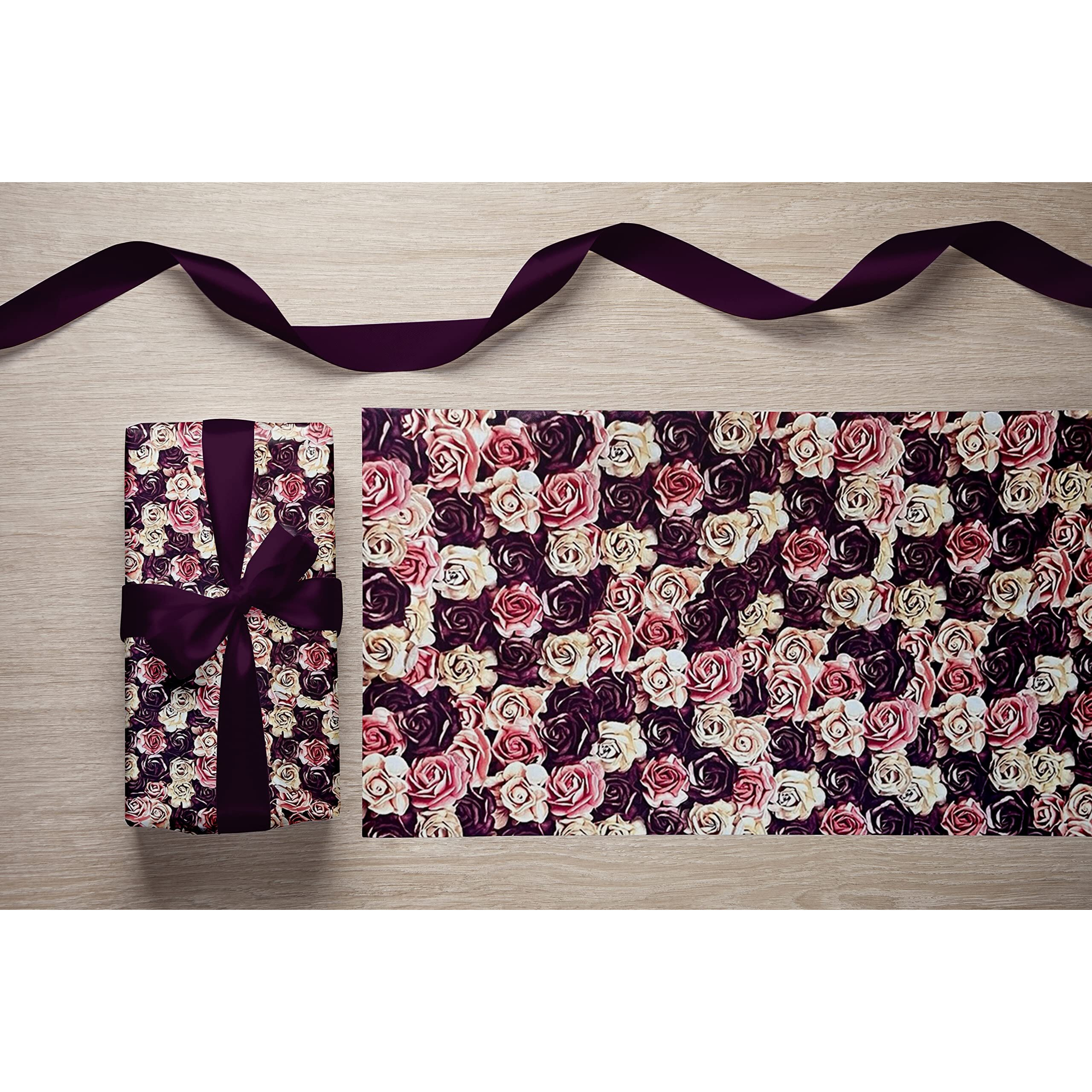Lakeer Gift Wrapping Paper Sheets Assorted Flower Design (25 Sheets Random Designs), Birthday, Holiday, Wedding, Baby Shower, Christmas.