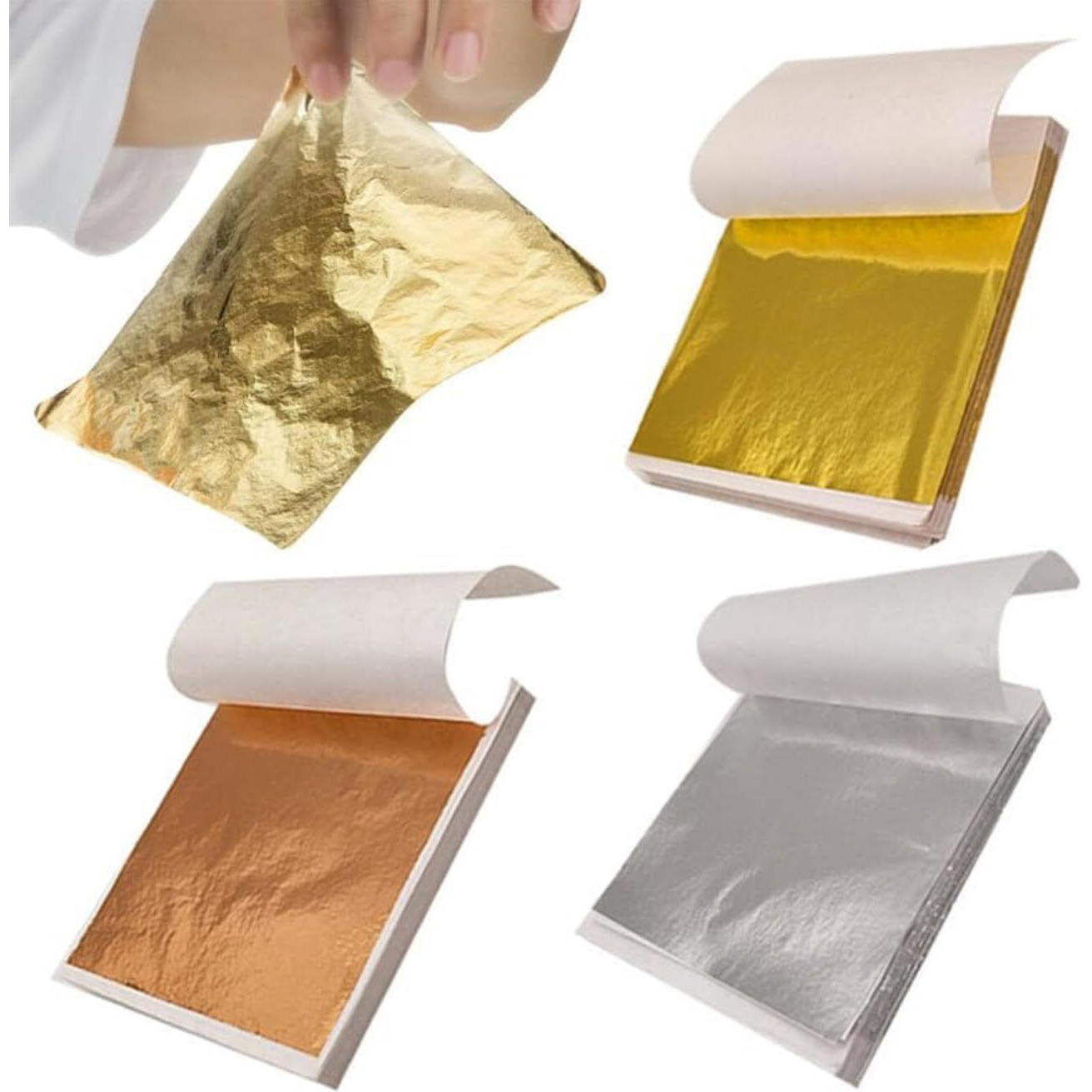 300Pc Gold Leaf Set For Resin,3 Colors Gold Foil For Candle Making, Crafting, Slime, Resin Accessories, Painting, Crafts, Nail Art, Home Decoration Size (3.15 X 3.15Inches)