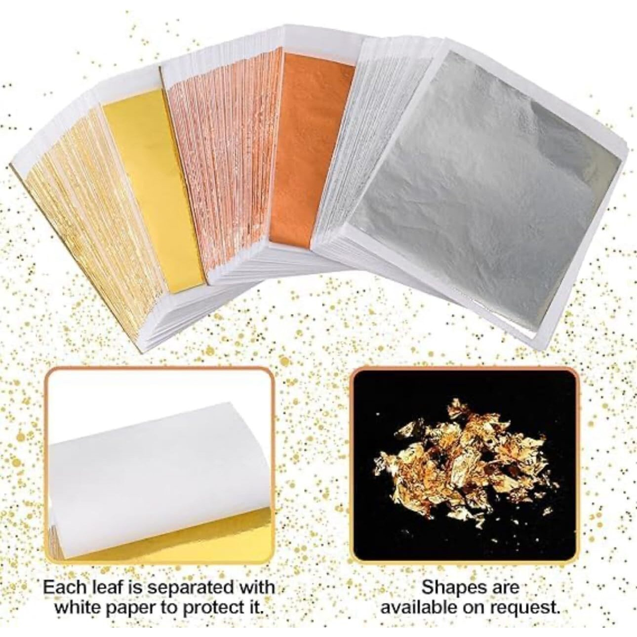 300Pc Gold Leaf Set For Resin,3 Colors Gold Foil For Candle Making, Crafting, Slime, Resin Accessories, Painting, Crafts, Nail Art, Home Decoration Size (3.15 X 3.15Inches)
