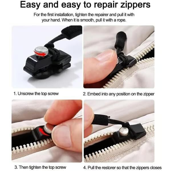 S Sindhiauniversal Zipper Slider Puller Detachable Instant Repair Kit Diy Replacement Lever Locks Slider For Bags, Coats, Clothes, Shoes & Boots, Black Colour (3 Pcs/Set)