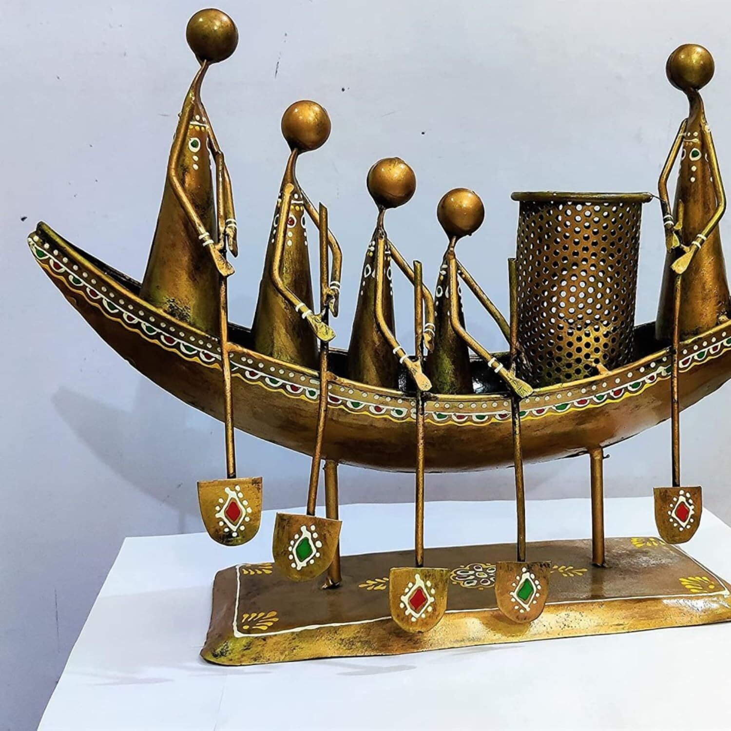 World Decor Iron Rajasthani Boat (Golden , 20 X 8 X 15 In, Standard)