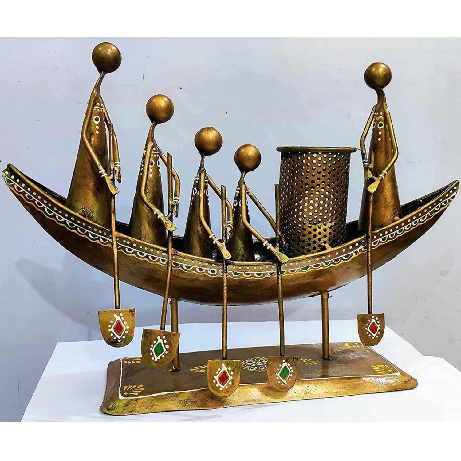 World Decor Iron Rajasthani Boat (Golden , 20 X 8 X 15 In, Standard)