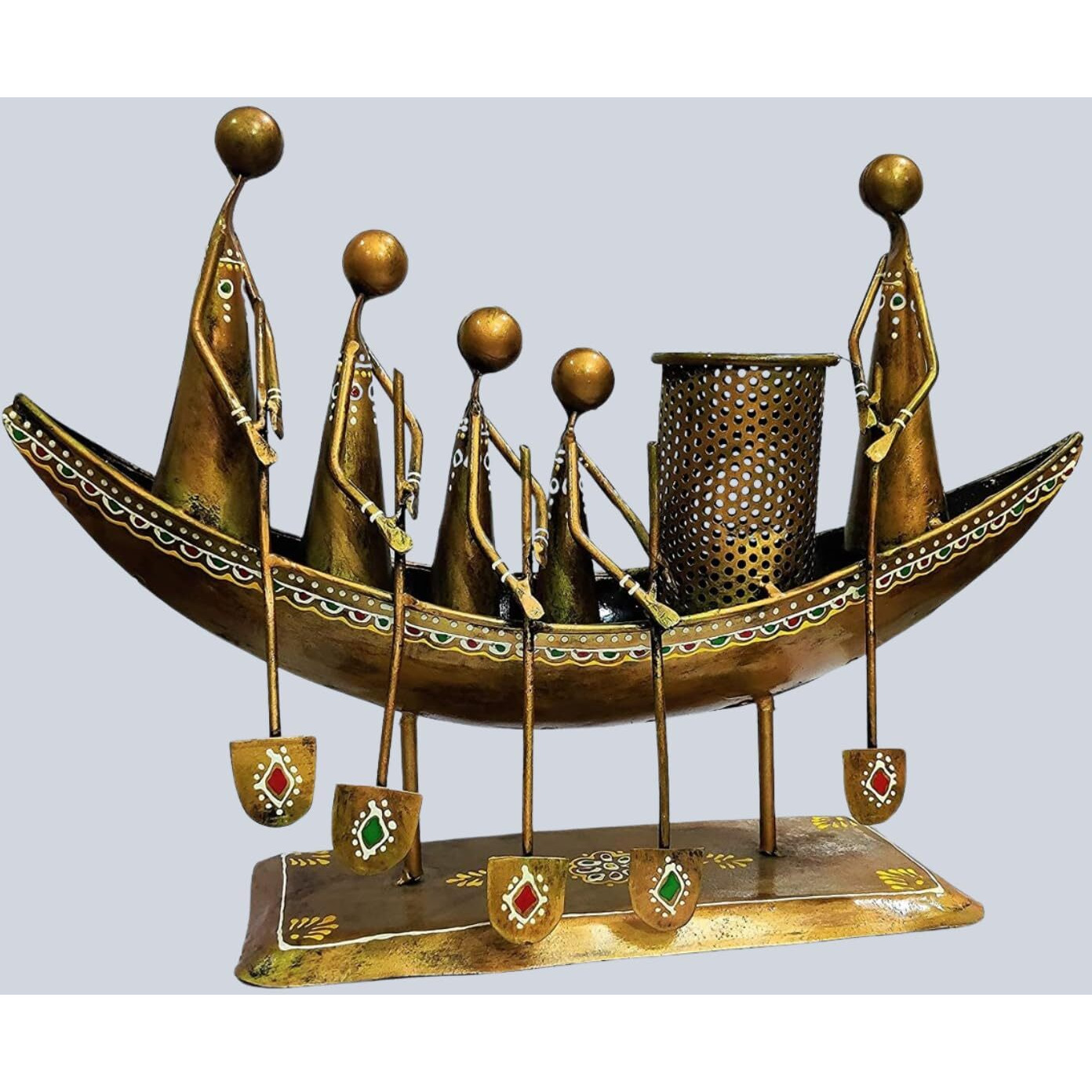World Decor Iron Rajasthani Boat (Golden , 20 X 8 X 15 In, Standard)