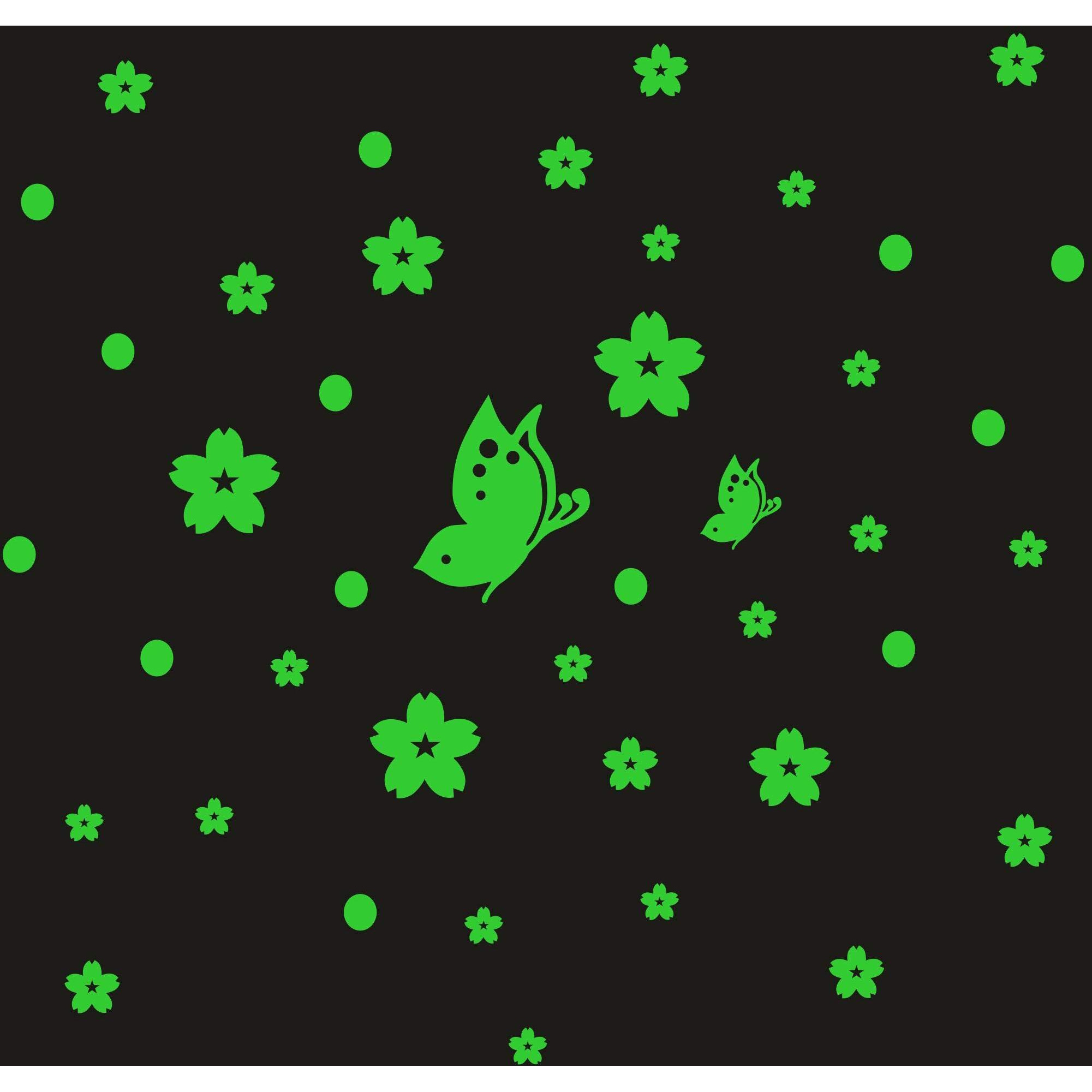 Dreamkraft Butterfly Radium Wall Stickers Glow In Night (Color - Green, Size - 67 X 64)