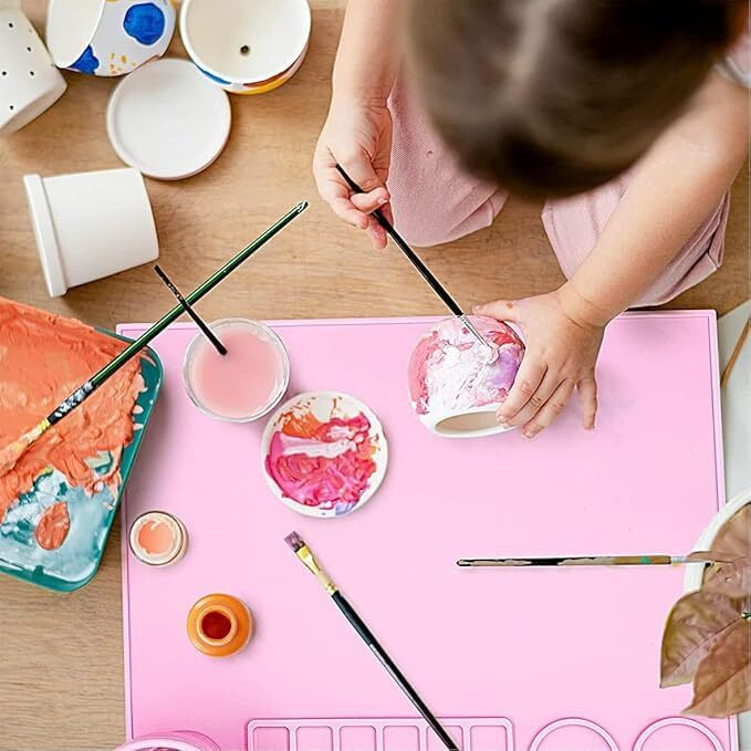 Hitwa Silicone Craft Mat,Silicone Painting Mat With Cup, Non-Stick Multipurpose Silicone Painting Mat For Painting, Diy, Drawing, Clay And Play Doh