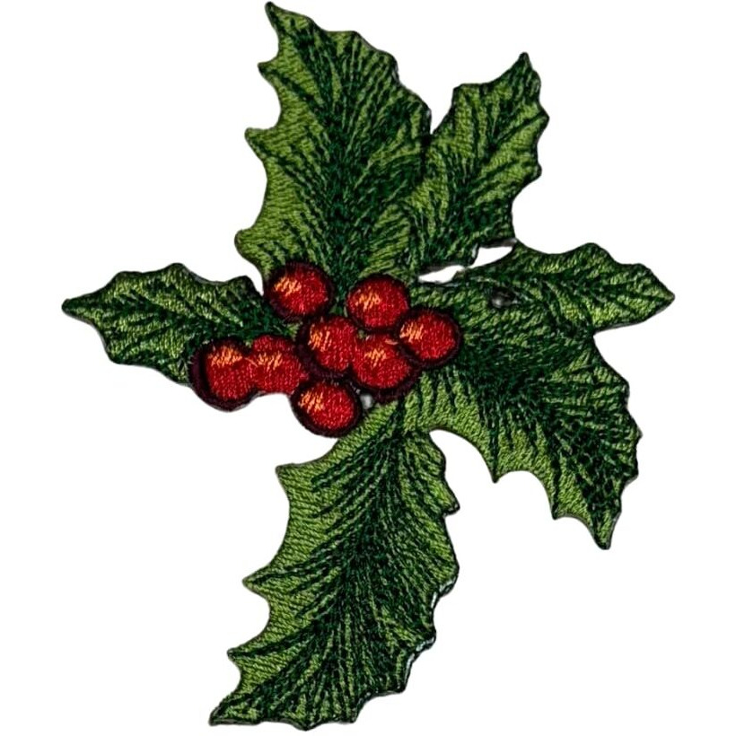 Garaan - Machine Embroidered Applique, Embroidery Patch, Sew On Patches, Diy Projects, Holly Leaf (Pack Of 6)