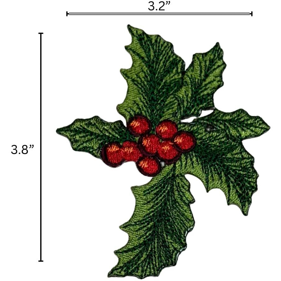 Garaan - Machine Embroidered Applique, Embroidery Patch, Sew On Patches, Diy Projects, Holly Leaf (Pack Of 6)