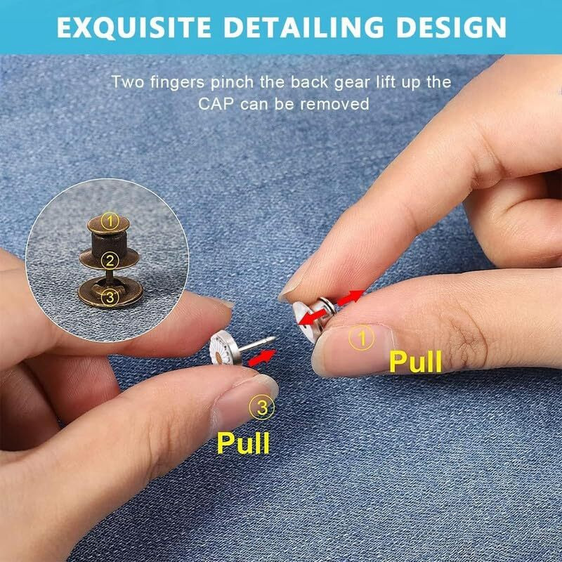 Godfly Pant Waist Tightener Reusable Waist Button Tightener, Free Alloy Reusable Adjustable Removable Button Pins Pants Clips Fit Button No Sewing Decoration Accessories(2 Pcs)(Silver)