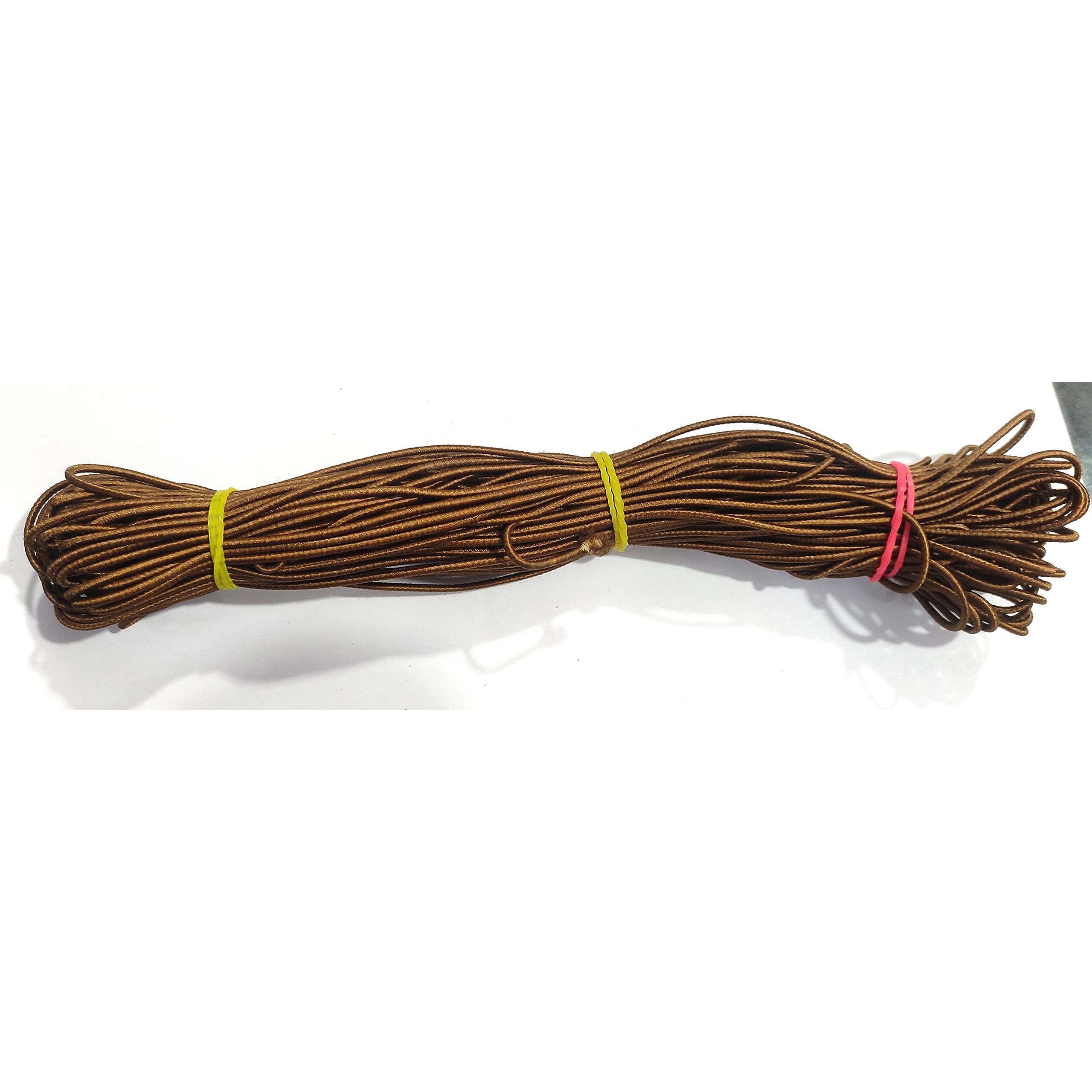Omx 1.5 Mm Elastic Stretch String/Cord. High Fashion Boutique Craft, Project Bracelet String Trim, Hanging Mask Making, (Brown, 16 Mtr)