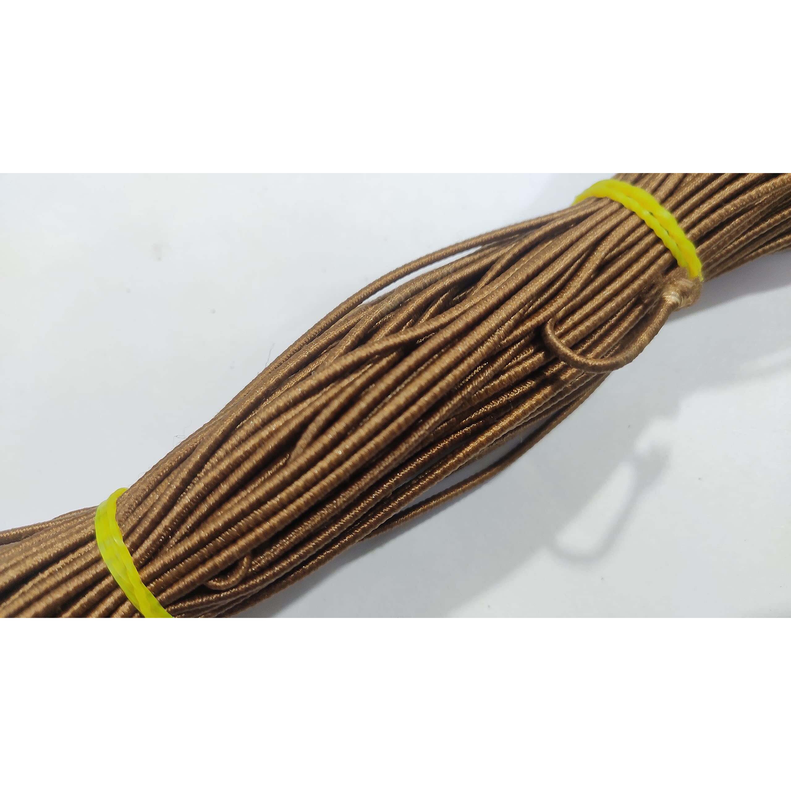 Omx 1.5 Mm Elastic Stretch String/Cord. High Fashion Boutique Craft, Project Bracelet String Trim, Hanging Mask Making, (Brown, 16 Mtr)